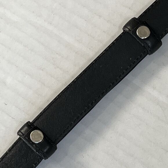 Womens Belt Size M/L Black Leather Silver Tone Hook & Oval Loop 90s Y2K main image 8